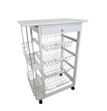 Carro Verdulero de Cocina con Botellero Lateral Blanco Oporto 57x37x82