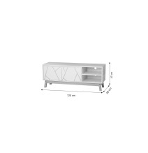 Mueble TV Blanco-Natural 120x38x47 cm - 2 Puertas y Patas de Madera - Estilo Elegante y Funcional