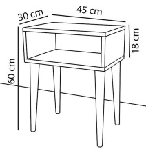 Mesita de Noche Blanca con Cajón y Patas de Madera - ¡Tamaño Ideal!